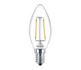 Ampoule Classic LEDcandle Filament - non dimmable - B35 - 2W - 250lm - 2700k° blanc chaud - E14 - Claire - 230V - Philips