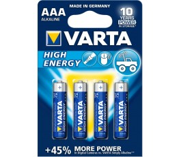 Piles alcalines Hight Energy -1,5V - AAA (LR03) - Blister de 4 - Varta