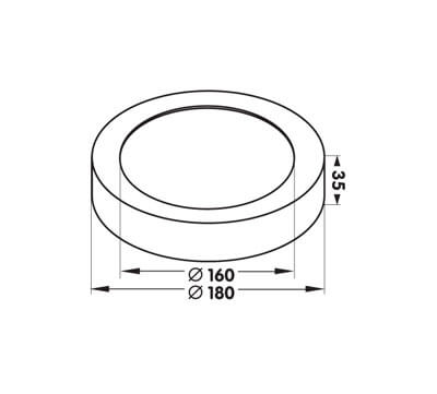 Applique / Plafonnier Led Moon 180 - Rond - 14W - 940lm - 2700/3000/4000K° - Ø18cm - IP54 - Noir - Uni-bright