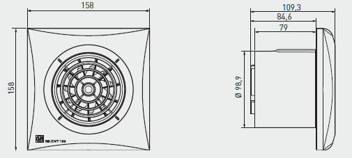 Extracteur d'air Silent 100CRZ avec temporisation - Blanc - Soler et Palau