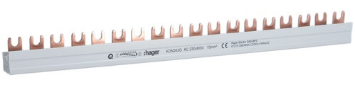 [HAGKDN263G] Verbindingsrail 2P - 63A - 18M - Met vorkuiteinden - 10mm² - Hager
