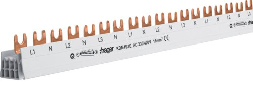 Verbindingsrail 3P+N - 80A - 58M - Met vorkuiteinden - 16mm² - Hager