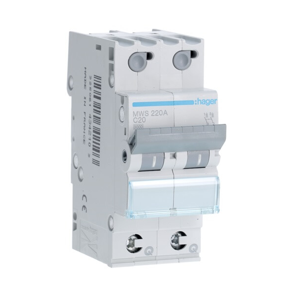 [HAGMWS220A] Automaat 2P - 3KA - 20A - Curve C - Quick connect - Hager
