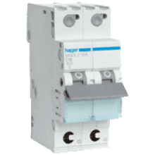 Disjoncteur 2P - 3KA - 25A - Courbe C - Quick connect - Hager