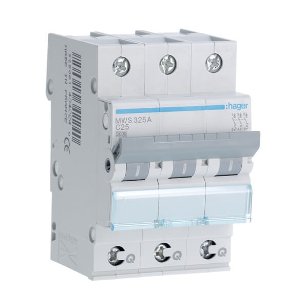 [HAGMWS325A] Disjoncteur 3P - 3KA - 25A - Courbe C - Quick connect - Hager