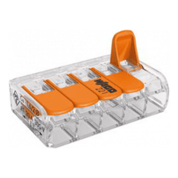 [WAG221-415/25pc] Borne de connexion à levier 5x0,2-4mm² - 25 pièces - Wago