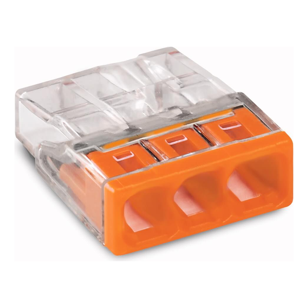 [WAG2273-203/100pc] Borne rapide 3 x 0,5-2,5mm² - Transp./orange - 100 pièces - Wago