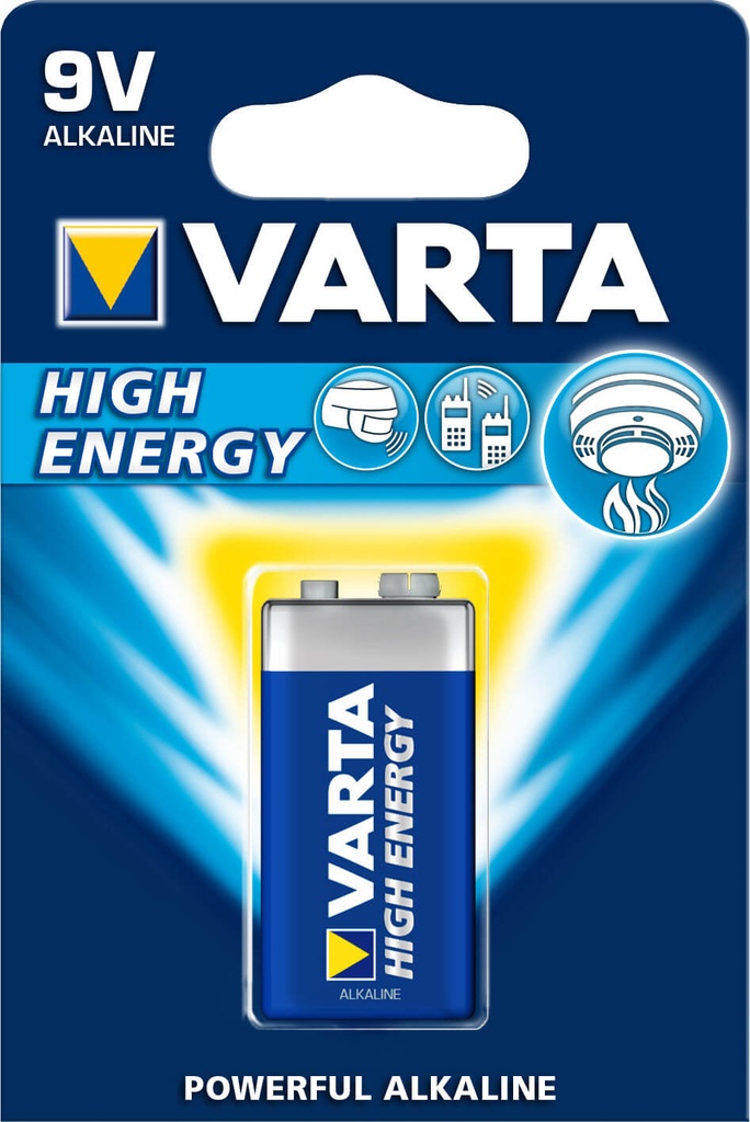 Pile alcaline Hight Energy - 9V - 6LR61 -  Varta