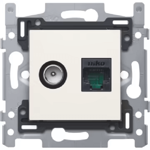 Prise TV / RJ45 - UTP Cat. 6 - White - Niko