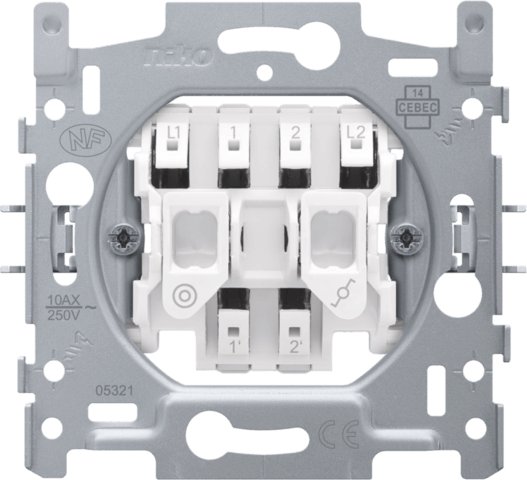 Socle interrupteur va-et-vient + bouton poussoir 10A - Quick connect - Niko