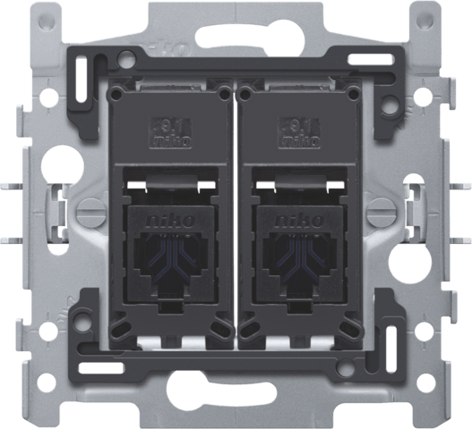 Socle prise informatique RJ45 - Double - UTP6 - Prêt pour POE++ - Niko
