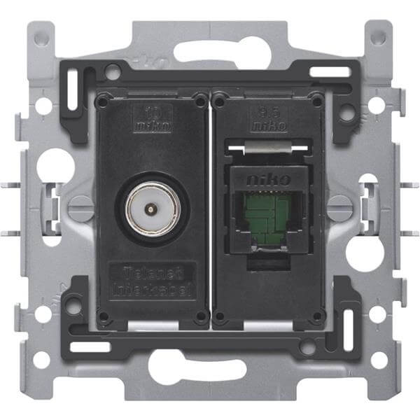 [NIK170-65158] Socle prise TV / RJ45 - UTP Cat. 5 - Niko
