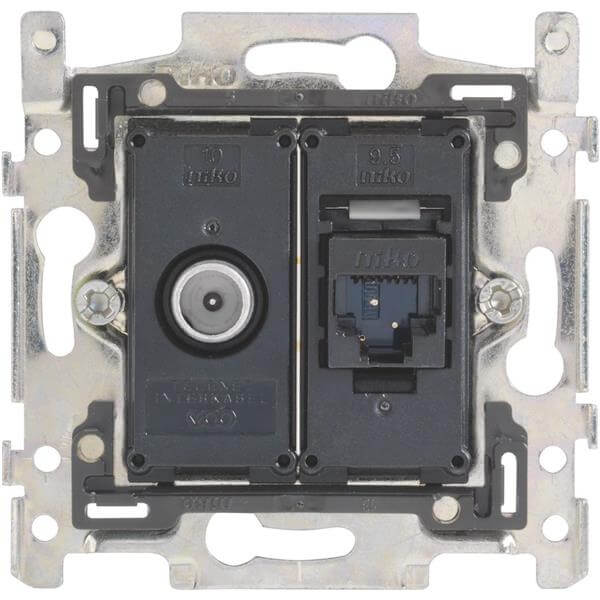 [NIK170-66258] Socle prise TV / RJ45 - UTP Cat. 6 - Prêt pour POE++ - Niko