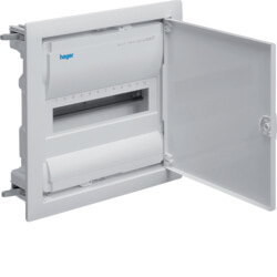 Coffret Volta - 1 rangée - 12 modules - Porte métallique - A encastrer -Hager
