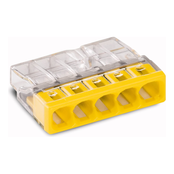 Borne rapide 5 x 0,5-2,5mm² - Transp./jaune - 25 pièces - Wago