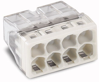 Borne rapide 8 x 0,5-2,5mm² - Transp./gris - 10 pièces - Wago