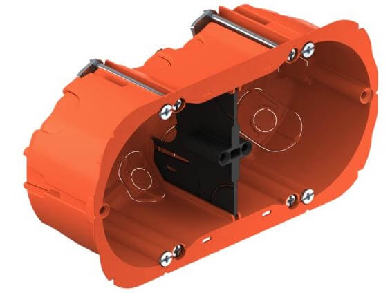 Boîtier double (hor./vert.) pour cloison creuse H.47mm Helia O-range