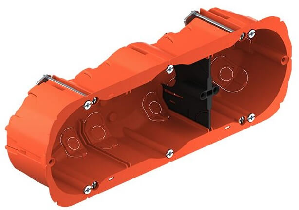 Boîtier triple (hor./vert.) pour cloison creuse H. 47mm Helia O-range