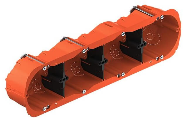 Boîtier quadruple (hor/vert) pour cloison creuse H.47mm Helia O-range