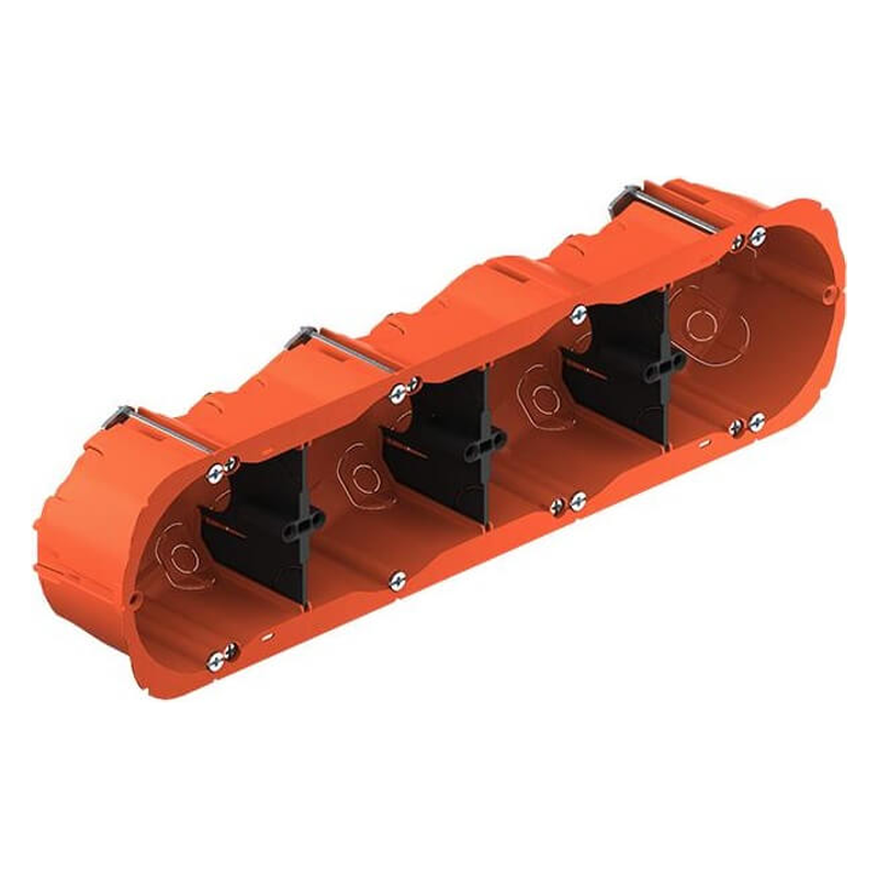 Boîtier quadruple (hor/vert) pour cloison creuse H.47mm Helia O-range