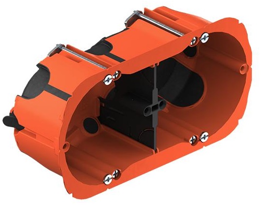 Boîtier double (hor./vert.) étanche pour cloison creuse H.47mm Helia O-range Econ
