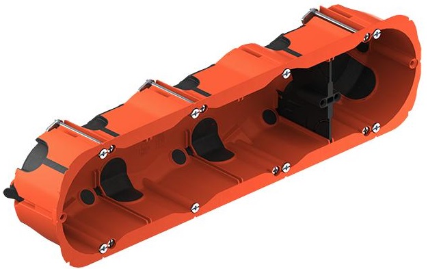 Boîtier quadruple (hor./vert.) étanche pour cloison creuse H.47mm Helia O-range Econ