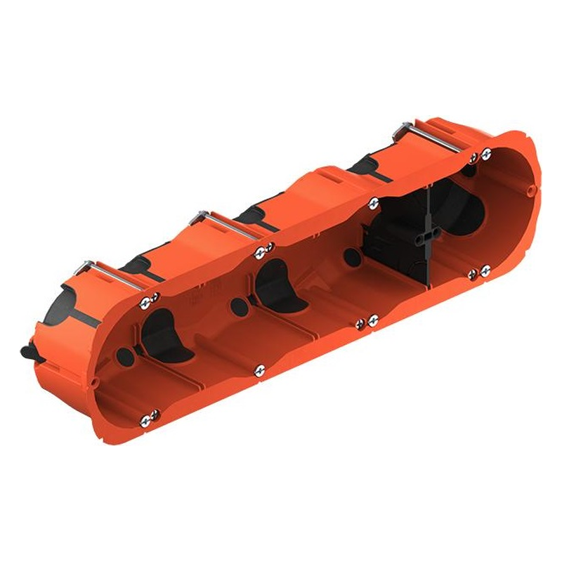 Boîtier quadruple (hor./vert.) étanche pour cloison creuse H.47mm Helia O-range Econ
