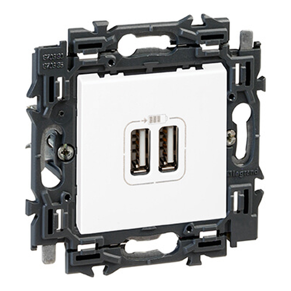 Prise chargeur USB 2,4A - Double - Type A - Valena Next - Blanc - Legrand