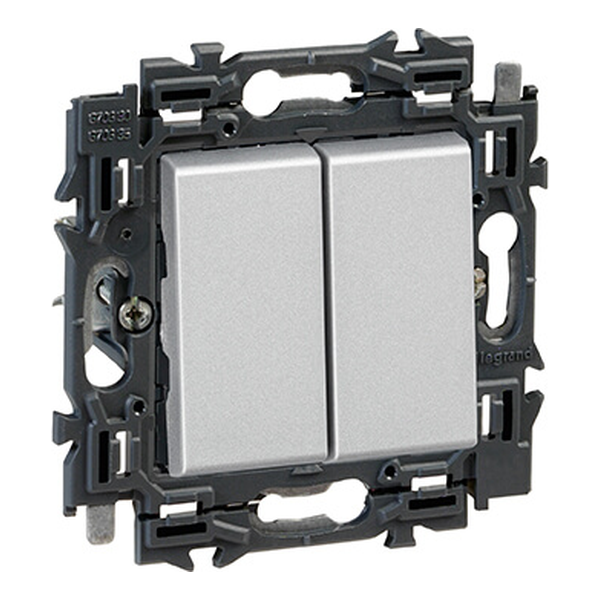Double bouton poussoir 6A - Connexion rapide - Valena Next - Alu - Legrand
