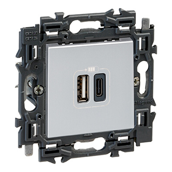 Prise chargeur USB 3A - Double - Type A + C - Valena Next - Alu - Legrand
