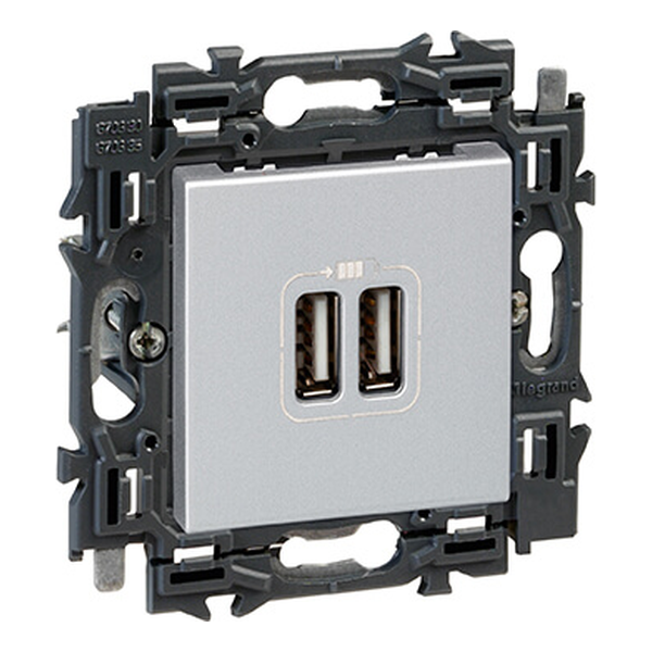 Prise chargeur USB 2,4A - Double - Type A - Valena Next - Alu - Legrand