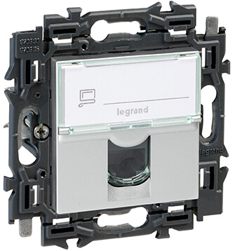 Prise informatique RJ45 - Simple - UTP6 - Valena Next - Alu - Legrand