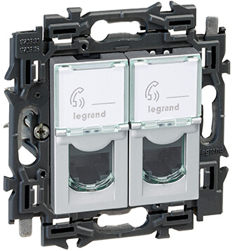Prise informatique RJ45 - Double - UTP6 - Valena Next - Alu - Legrand