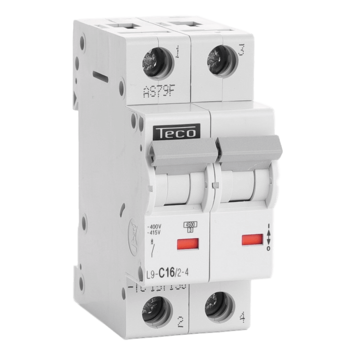 Disjoncteur TC - 2P - 4,5KA - 16A - Courbe C - Teco