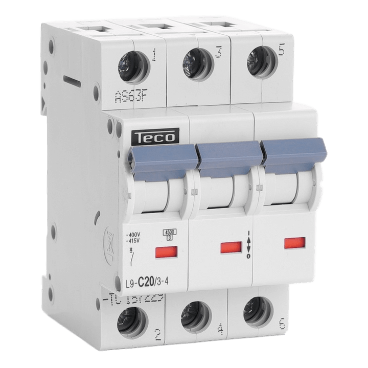 Disjoncteur TC - 3P - 4,5KA - 20A - Courbe C - Teco