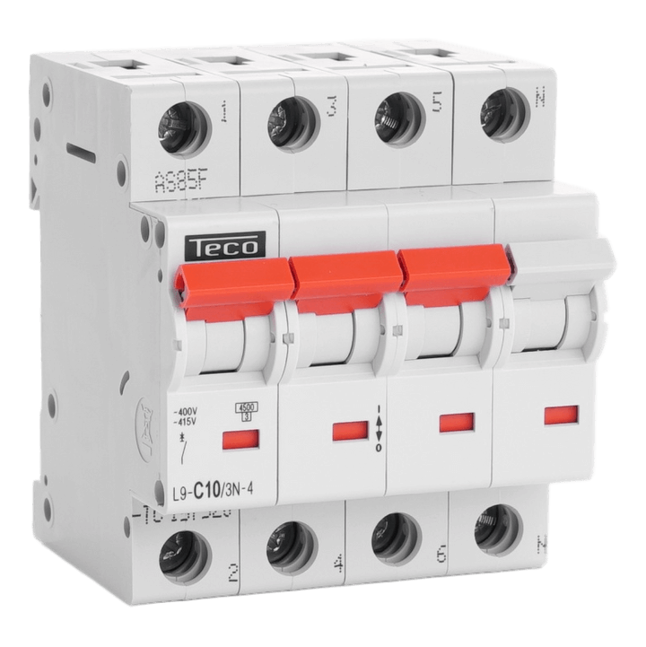 Disjoncteur TC - 4P - 4,5KA - 10A - Courbe C - Teco