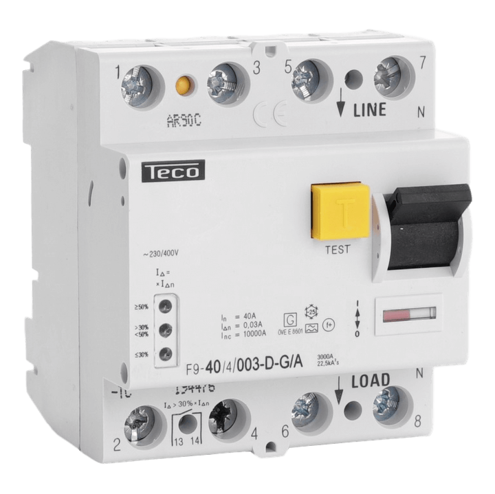 Interrupteur différentiel TC 4P - 40A - 30mA - Type A - Teco
