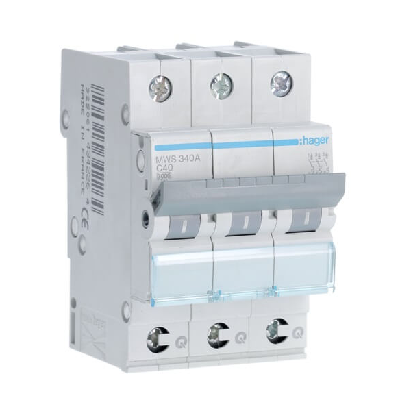 [HAGMWS340A] Automaat 3P - 3KA - 40A - Curve C - Quick connect - Hager