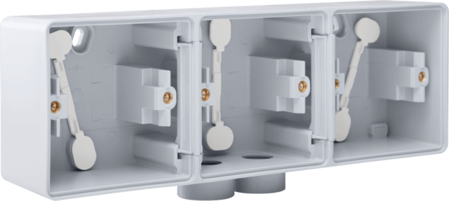 Boîte triple horizontale 2 entrées M20 Hydro - Gris  - IP55 - Niko