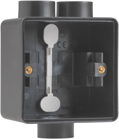 Boîte simple 3 entrées (2 haut / 1 bas) M20 Hydro - Noir - IP55 - Niko