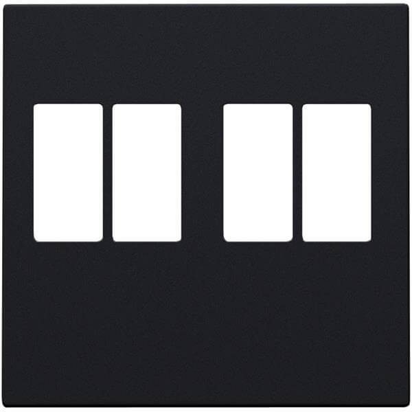 Afwerkingsplaatje voor audioaansluiting - Dubbel - Black coated (Mat zwart) - Niko
