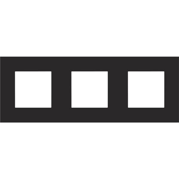 [NIK161-76700] Plaque triple horizontale - Entraxe 71mm - Pure Steel Black - Niko