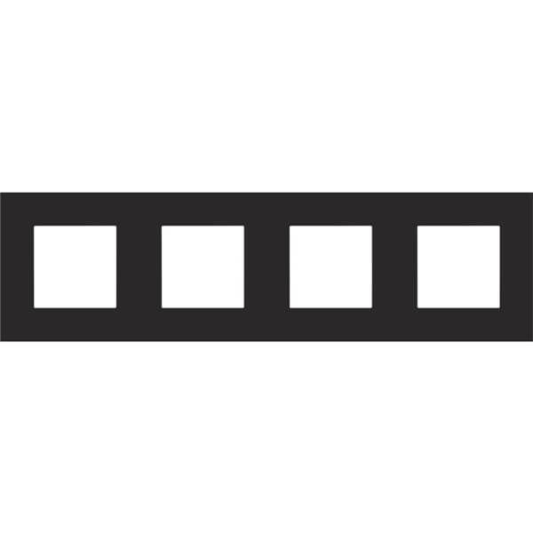 Plaque quadruple horizontale - Entraxe 71mm - Pure Steel Black  - Niko