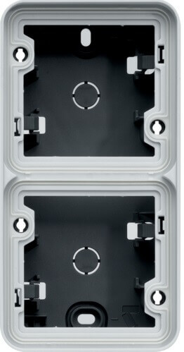 Boîte double verticale à membranes Cubyko gris - 1 entrée haut / 2 entrées bas - IP55 - Hager