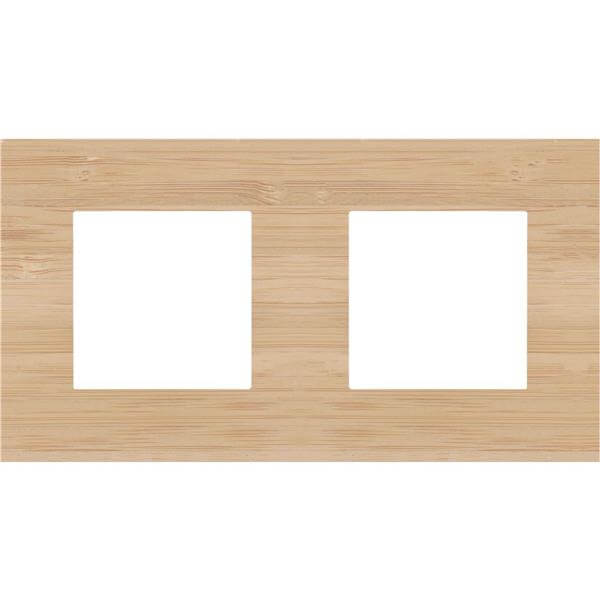 [NIK156-76800] Plaque double horizontale - Entraxe 71mm - Pure Bamboo - Niko