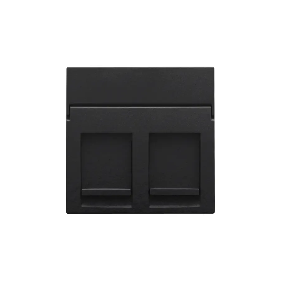 Enjoliveur pour prise informatique RJ45 - Double - Piano black coated - Niko