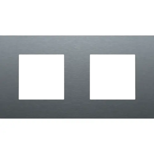 Plaque double horizontale - Entraxe 71mm - Pure - Alu blue grey brushed - Niko