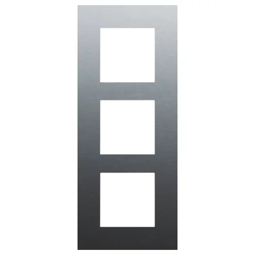 Plaque triple verticale - Entraxe 60mm - Pure - Alu blue grey brushed - Niko
