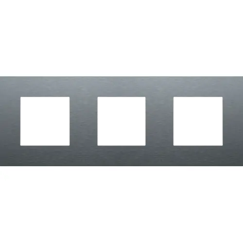 Plaque triple horizontale - Entraxe 71mm - Pure - Alu blue grey brushed - Niko