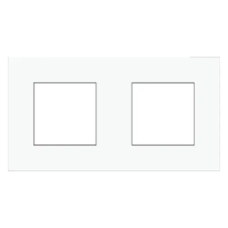 [NIK241-76800] Plaque double horizontale - Entraxe 71mm - Pure Liquid snow white - Niko